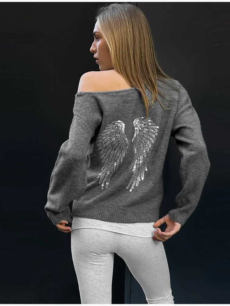 Sequin Angels Wings Hoodies Women Loose Long Sleeve Pullovers Top Slim Fit Pant Set 2025 New Casual Lady Two Piece Sets M260313