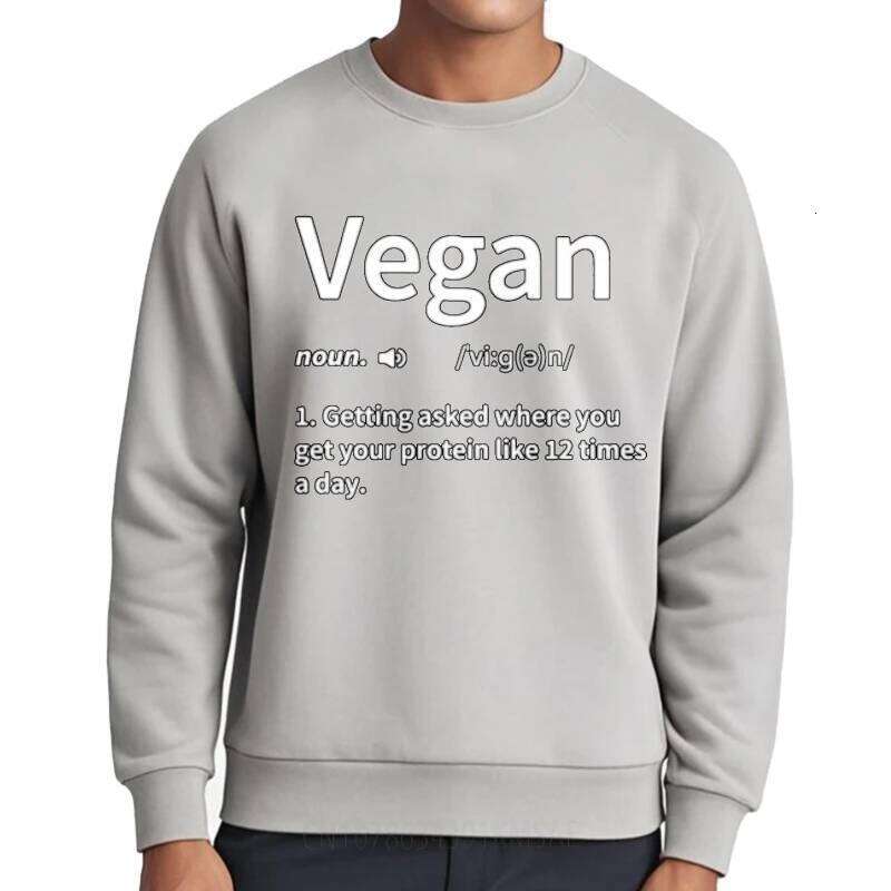 Streetwear Spring Teenagers Hoodies Vegan Noun Definition Protein Question Daily Comfortable Round Neck pullover Retro Men Z260314