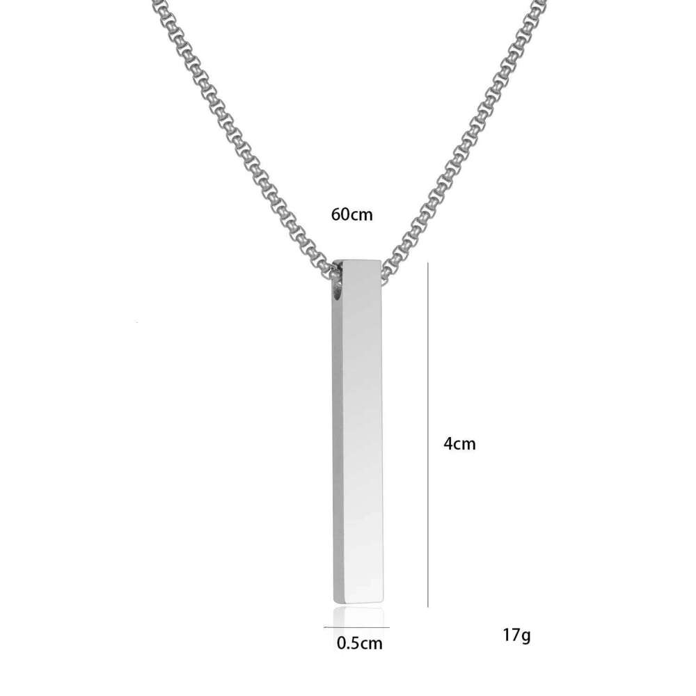 Pillar Necklace For Men Women Stainless Steel 3D Bar Pendant Minimalist Simple Unisex Neck Accessories Hip Hop Rock Jewelry Gift H260312