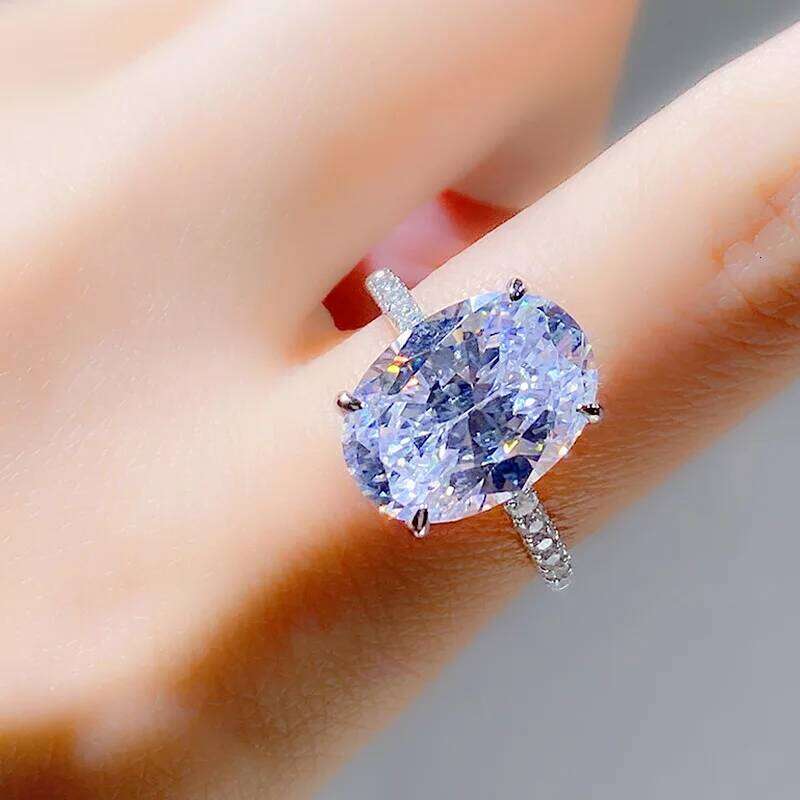 925 Sterling Silver Oval 4ct Lab Diamond Ring for Women Sparkling Engagement Wedding Band Big Stone Bridal Jewelry Rings H260312