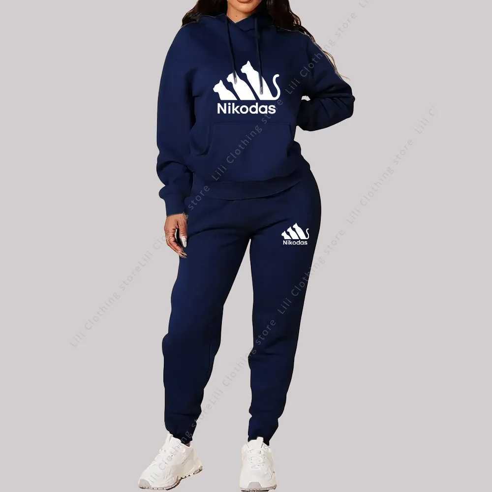 Womens Sets Hoodies Pants Two Piece Outfits Sportswear Sweatsuit Aesthetic Trend 2025 New Suit Woman Pink Tracksuit Plus Size M260313
