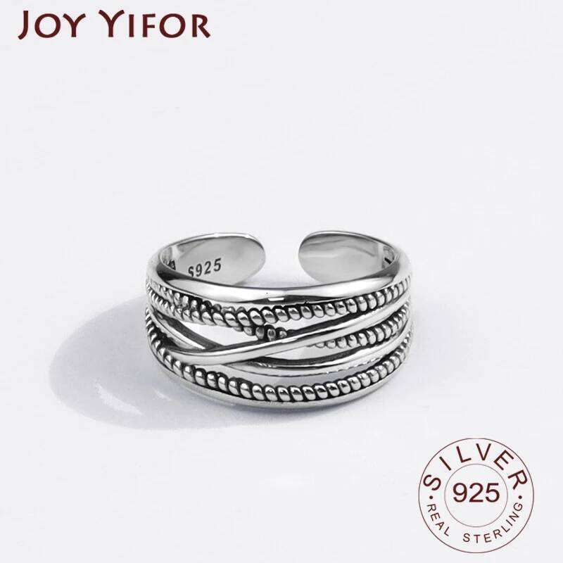 925 Sterling Silver for Women Vintage Wedding Trendy Jewelry Large Adjustable Antique Rings Anillos H260312