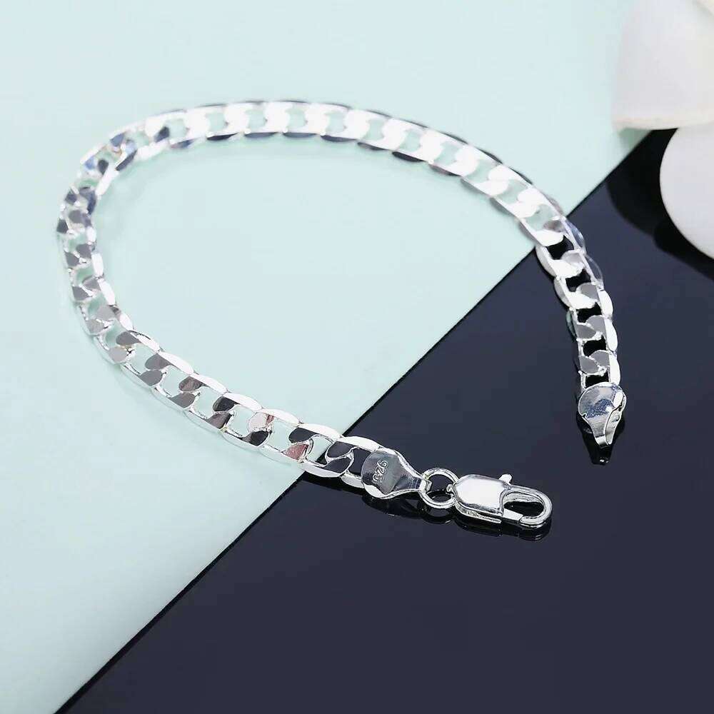 Fine 925 Sterling Silver Classic 6mm Geometric Side Chain Bracelet For Man Woman Fashion Wedding Party Gifts Temperament Jewelry Z260313