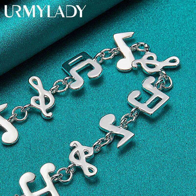 URMYLADY Fine 925 Sterling Silver Music Chain Bracelet For Women Wedding Engagement Party Fashion Charm Jewelry Z260313