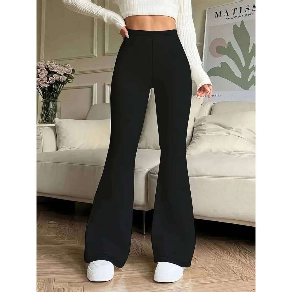 Women's High-Waisted Yoga Flared Pants Black Sexy Leggings Casual Trousers Comfortable Stretchy Bottoms for Fitness And Exercise 26Y0313
