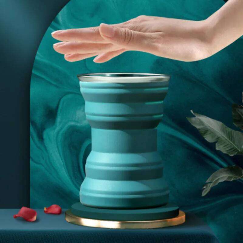 Silicone Folding Portable Water Bottle Coffee Cup Heat Resistant Mug with Lid Collapsible Outdoor Travel Camping Drink Z260314