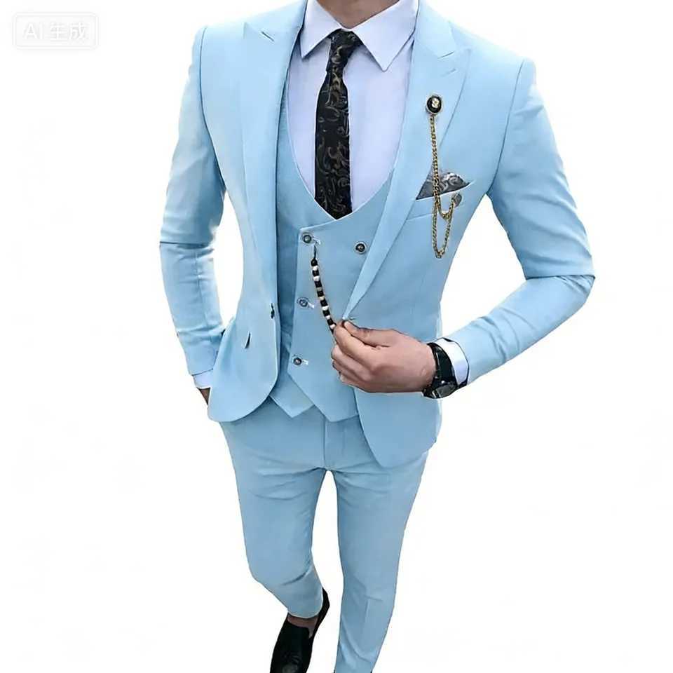 Ternos de baile slim fit para homens smoking de casamento do noivo lapela mxima blazer comercial calas masculinas traje f M260313