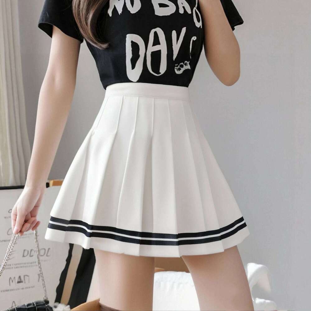 Fashion Preppy Style Pleated Skirts Women 2025 Spring Summer New A Line Short Dress Sweet Girl High Waist Petchwork Skirt Street Z260314