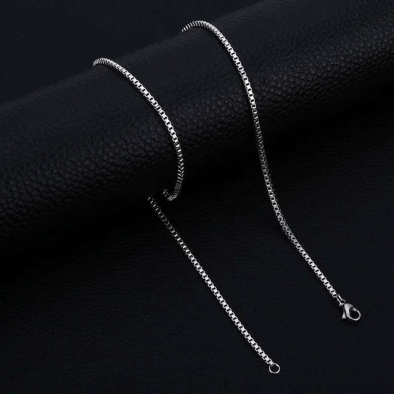 1.2mm Silver Color Stainless Box Chain Hip Hop Men Necklace Fashion Titanium Steel Jewelry Trendy Gift H260312