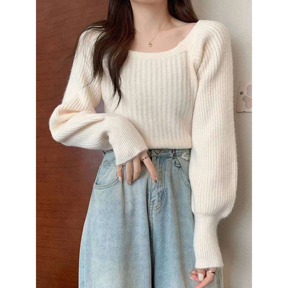Autumn Winter Loose Sweaters Casual Soft Long Puff Sleeve Pullovers Jumpers Knitwear Basic Sweater For Women Tops Z260313