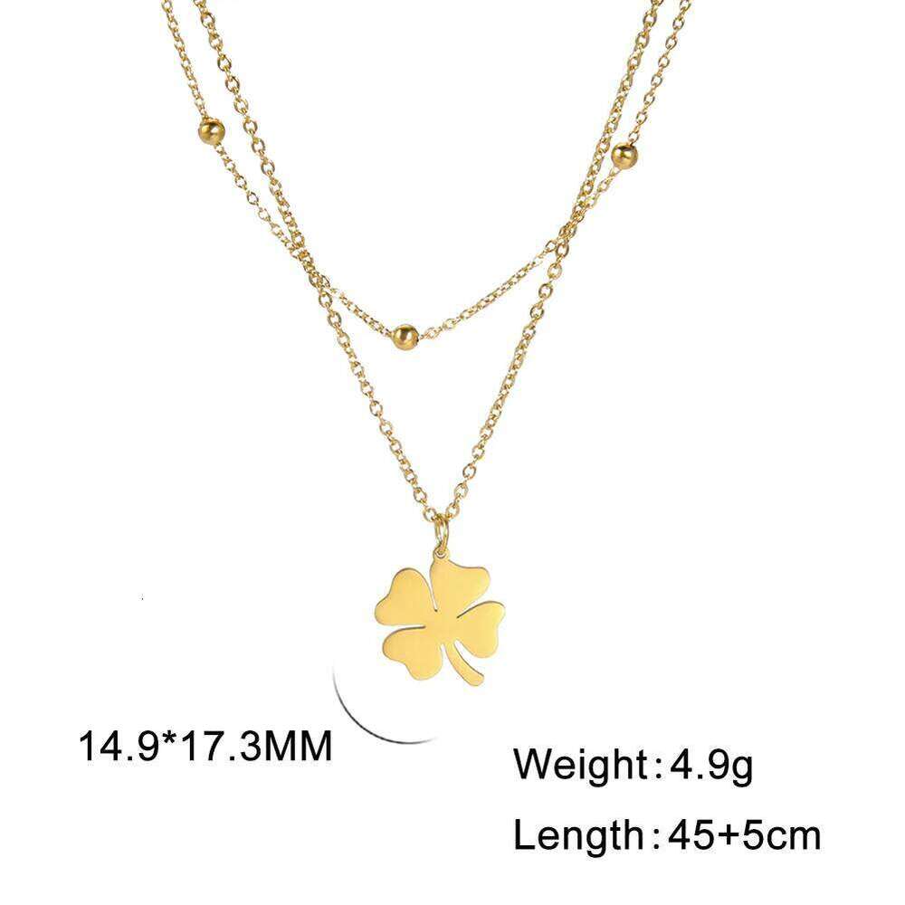 Fashion Stainless Steel Necklace Simple Leaves Pendant Necklaces Trend Multi-layer Choker Jewelry Wedding Gifts H260312