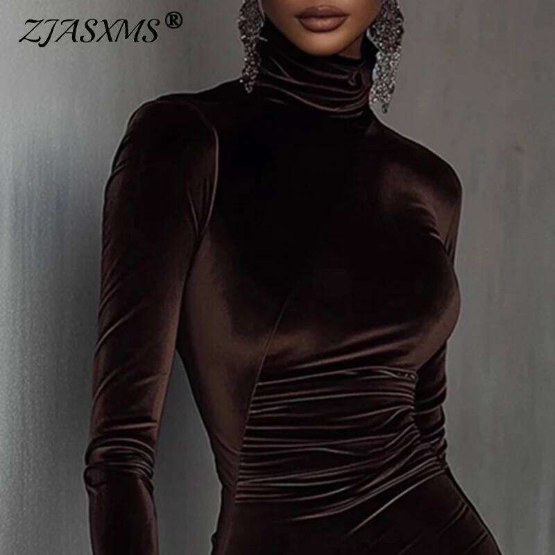 Woman Chic Solid Velvet Patchwork Lace 2026 Spring Turtleneck Slim Irregular Party New Autumn Long Sleeve Mini Dress Z260314