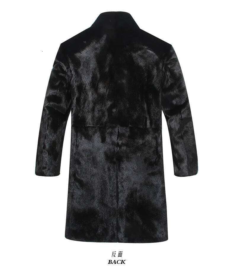 Solid Faux Men Coat Single Breasted Turn Down Collar Jackets Outerwear Winter Warm Thick Fur Overcoat Casual Spliced Z260313