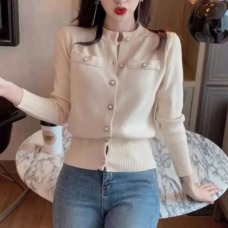 Slim Short Knitting Temperament Cardigan Spring Autumn New Long Sleeve Solid Youth Elegant Sweaters Fashion Korean Women Clothes Z260313