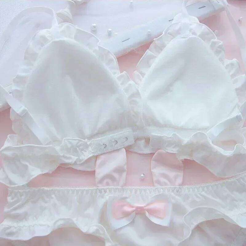 Little White rabbit ears underwear Japanese girls pure desire small chest thin bra without underwire