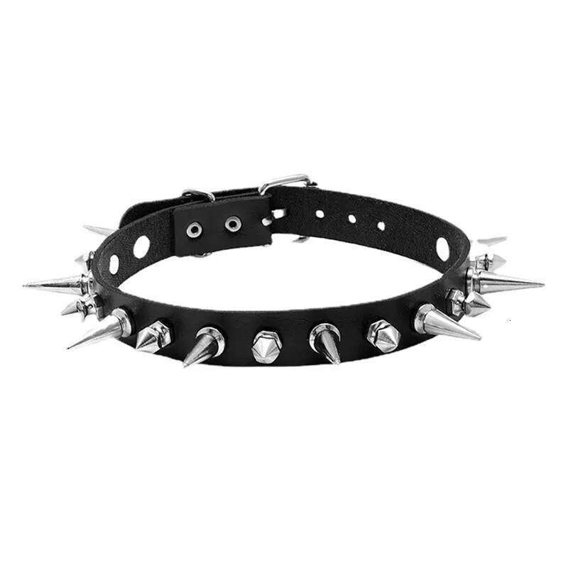 Punk Long Spike Choker Faux Leather Collar For Women Men Cool Big Rivets Studded Chocker Goth Style Necklace Accessories H260312
