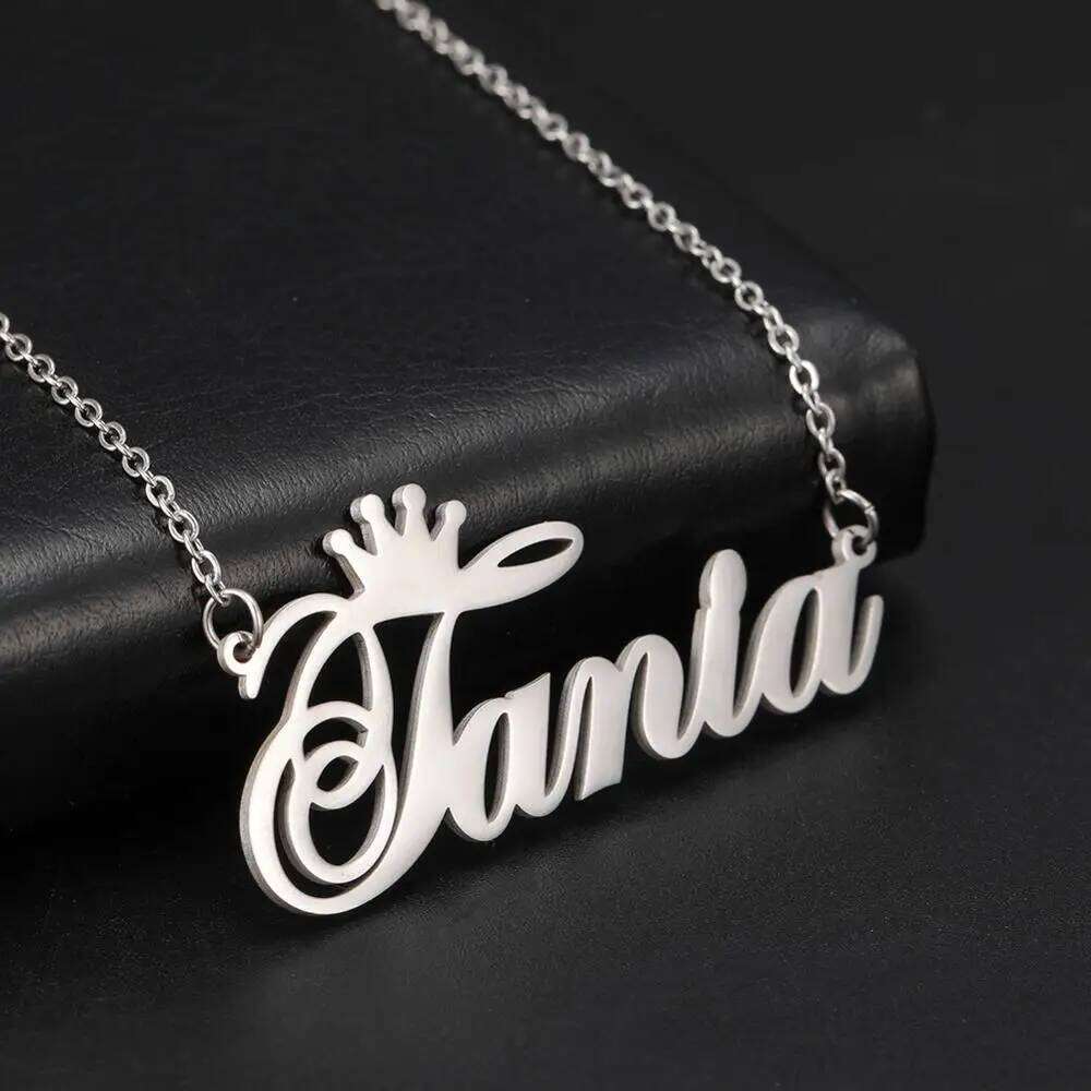 Sipuris Custom Name Personality Crown Stainless Necklace For Women Man Customized Jewelry Girlfriend Gift Steel H260312