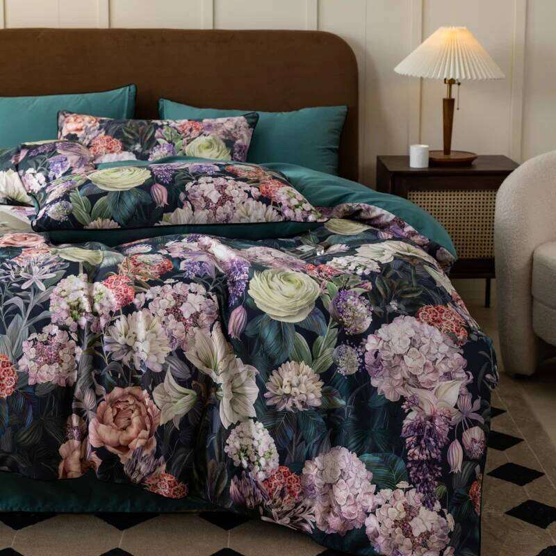 1000TC Egyptian Cotton Flowers Plant Prints Bedding Single Double Queen King Size Duvet cover Set Bed Sheet Pillowcases 4Pcs H260312 - view 4