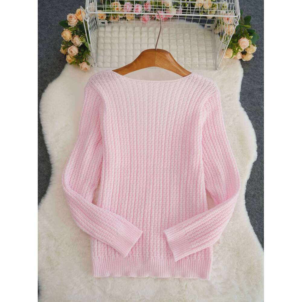 Classic Stripe V-Neck Pullover Sweater Fashion Women's Tops Hot Woolen Soft Knit Long Sleeve Beautiful Ladies Sweate Z260313