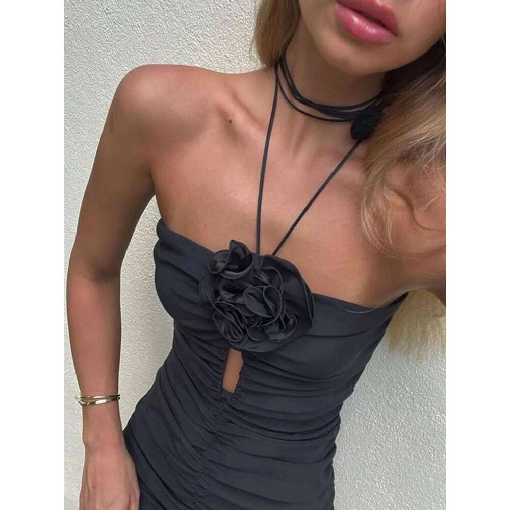 Sexy Black 3D Flower One Piece Swimsuit Female Bathing Monokini Swimwear 2026 New Hollow Out Swimming Suit for Women Y260303