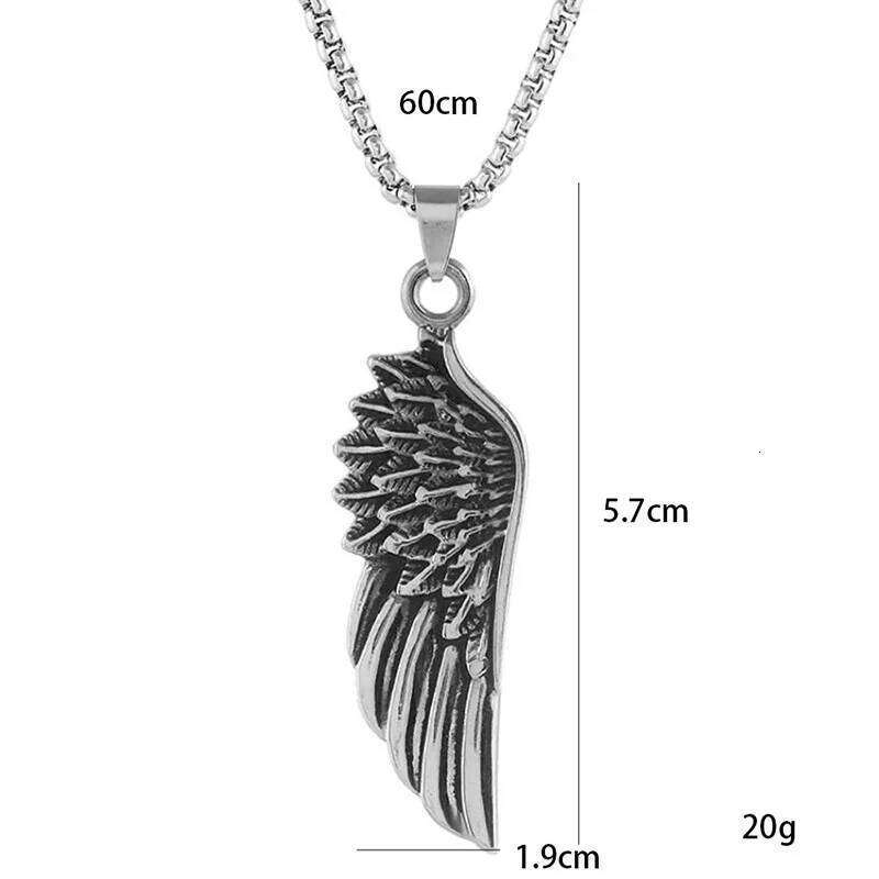 Retro Feather Wings Pendant Necklace For Men Women Hip Hop Style Silver Color Stainless Steel Neck Chain Fashion Jewelry Gifts H260312