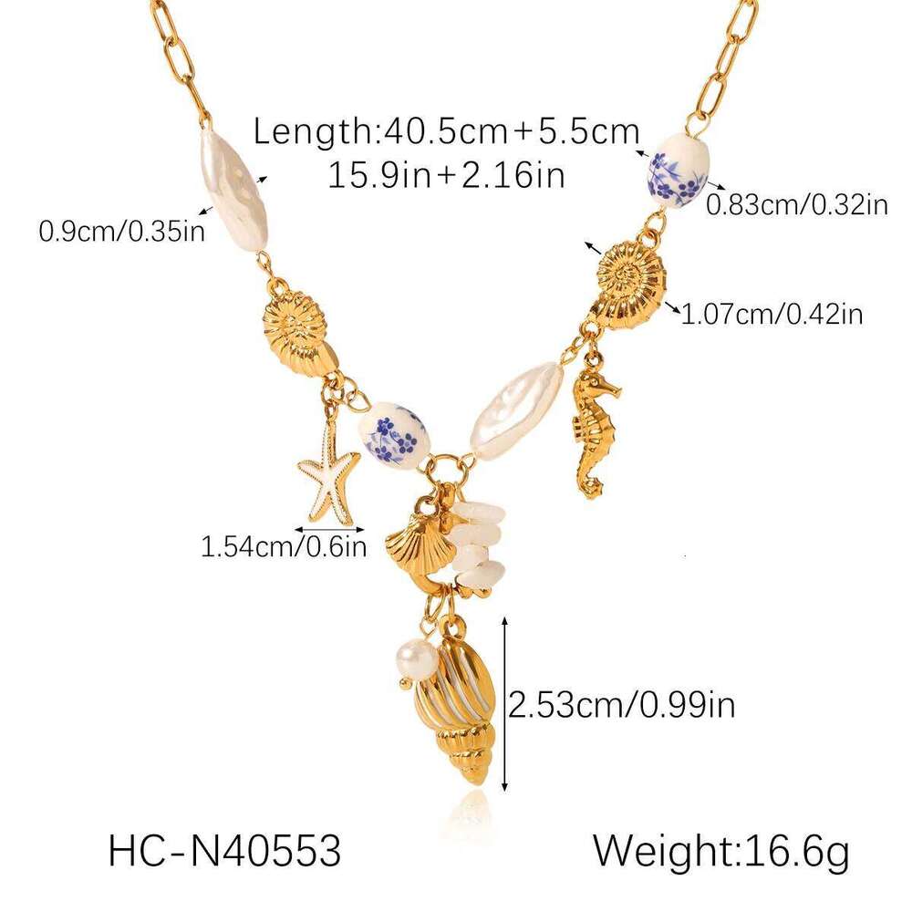 Sea Breeze Conch Freshwater Pearl Pendant Waterproof Stainless Steel Necklace Charms Women Accessories Gifts H260312