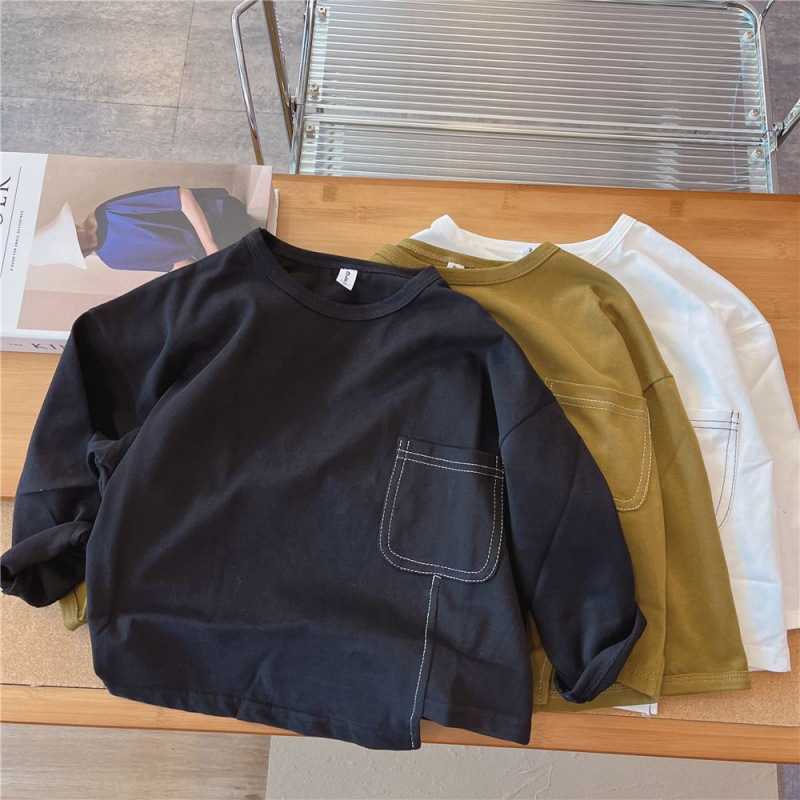 Women's T-Shirt Boys' long-sleeve T-shirt, new spring and autumn style, children's color irregular base shirt, baby autumn inner top
