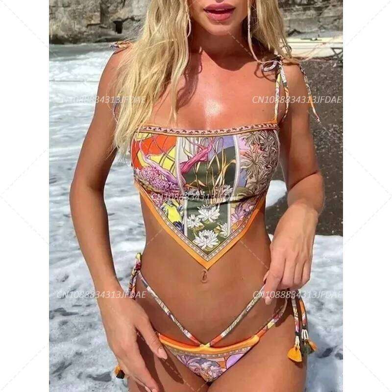 Printed Crop Top Women Bikinis Brazilian Swimwear Female Swimsuit Two-pieces Bikini Set High Cut Bathing Suit Swim Y260303