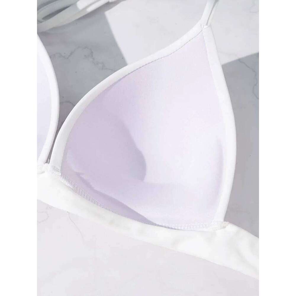 XS - XL Sexy 2025 Push Up Bra Cup Halter Bikini Female Swimsuit Women Swimwear Bather Bathing Suit Swim Solid Beach wear Top Y260303