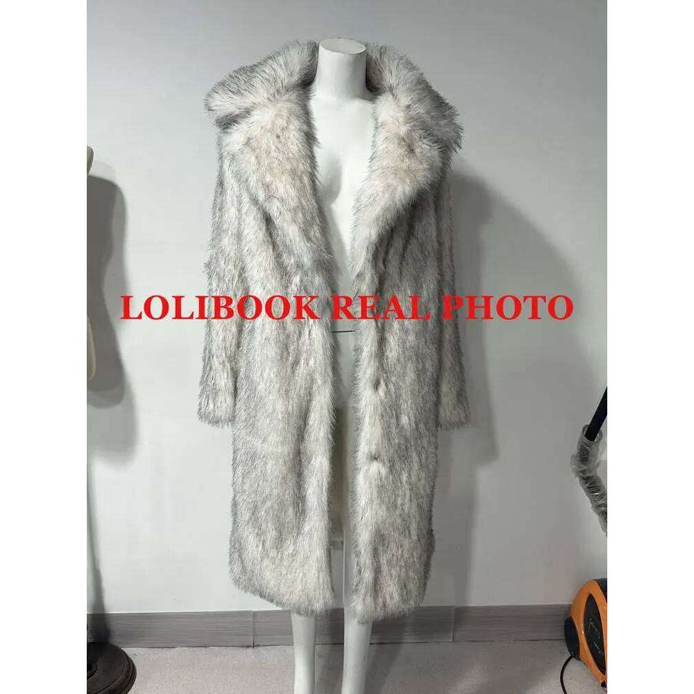 Women Winter Casual Thick Warm Faux Couple Turn Down Collar Fashion Korean Elegant Plus Size Long Fur Coats Z260313