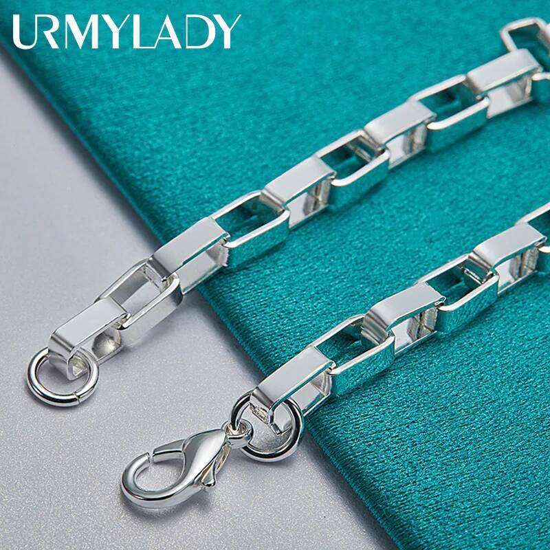 URMYLADY 925 Sterling Silver Big Long 5mm Box Chain Bracelet Wedding Engagement Party For Women Man Fashion Charm Jewelry Z260313