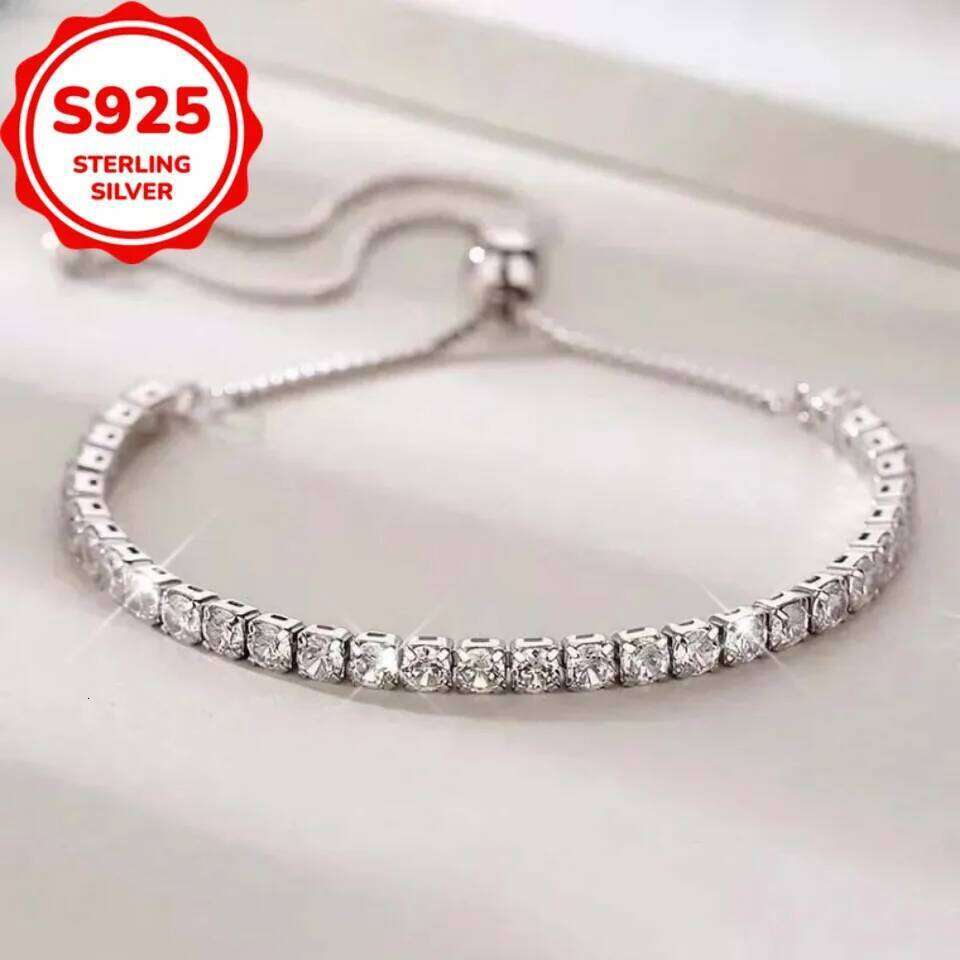 Fine 925 Sterling Silver Bracelet Elegant Zircon Tennis Crystal Chain for Women lady Fashion Noble Engagement Wedding Glam Z260313