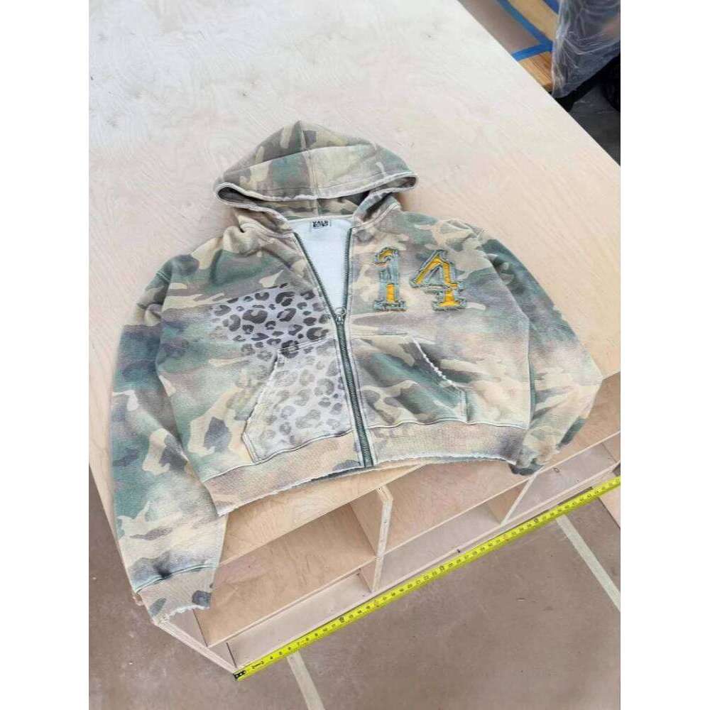 Europe America autumn and winter couple camouflage hoodie loose cardigan hooded sweater retro coat Z260315