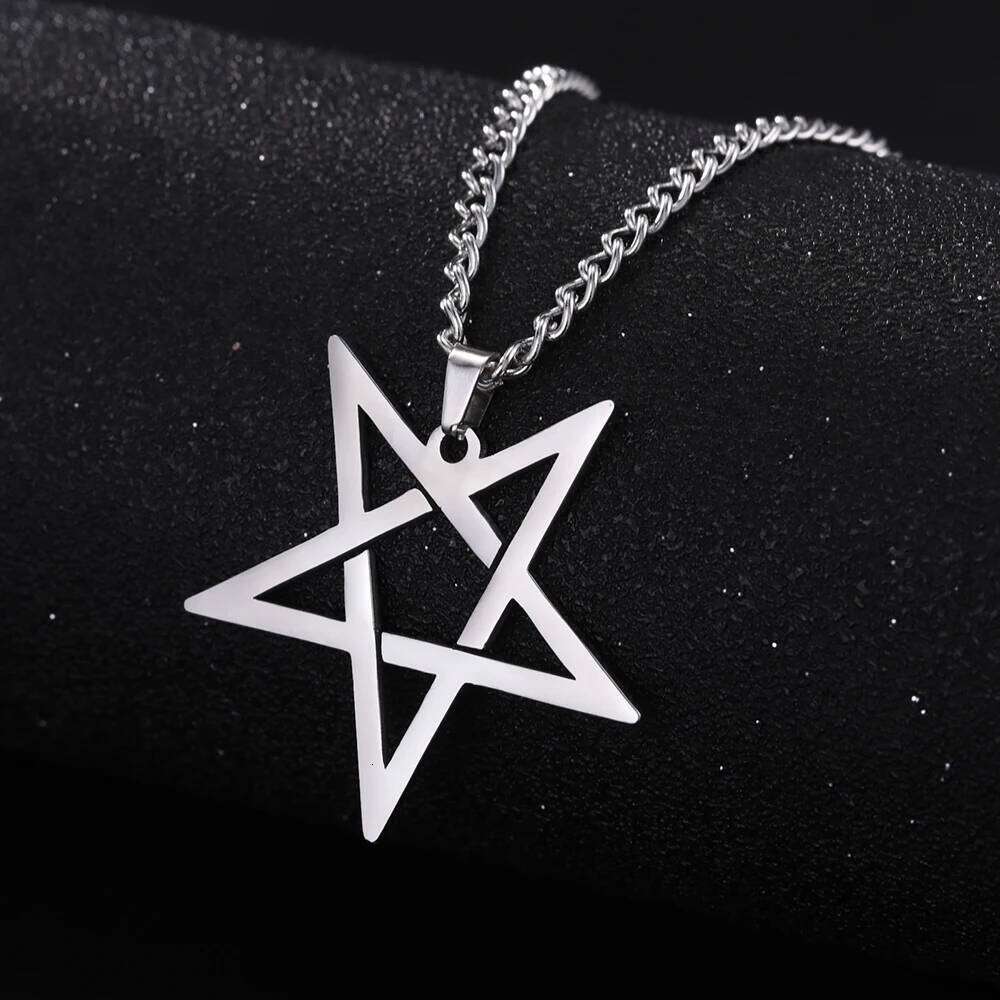Dawapara Inverted Pentacle Necklace Gothic Pentagram Pendant Occult Amulet Witchcraft Stainless Steel Jewelry H260312
