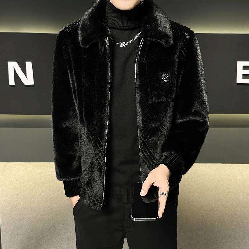 Autumn Winter Mink Jacket Men's Thick Warm Leather Jackets Flip Collar Casual Business Faux Fur Coats Men Clothing Z260313