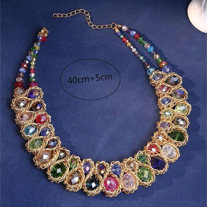 New Double Layer for Women Glasses Stone Handmade Necklaces Gold Color Choker Necklace Bijoux Collier Gift H260312