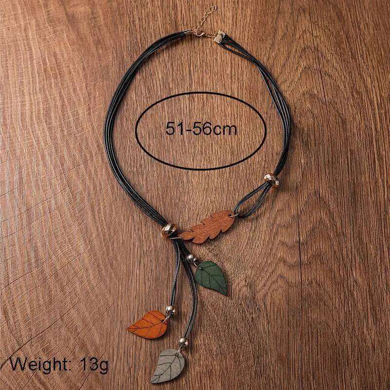 Bohemian Ethnic Wood Pendants Necklace Vintage Handmade Retro Statement Necklaces for Women Daily Wear Fashion Jewelry H260312