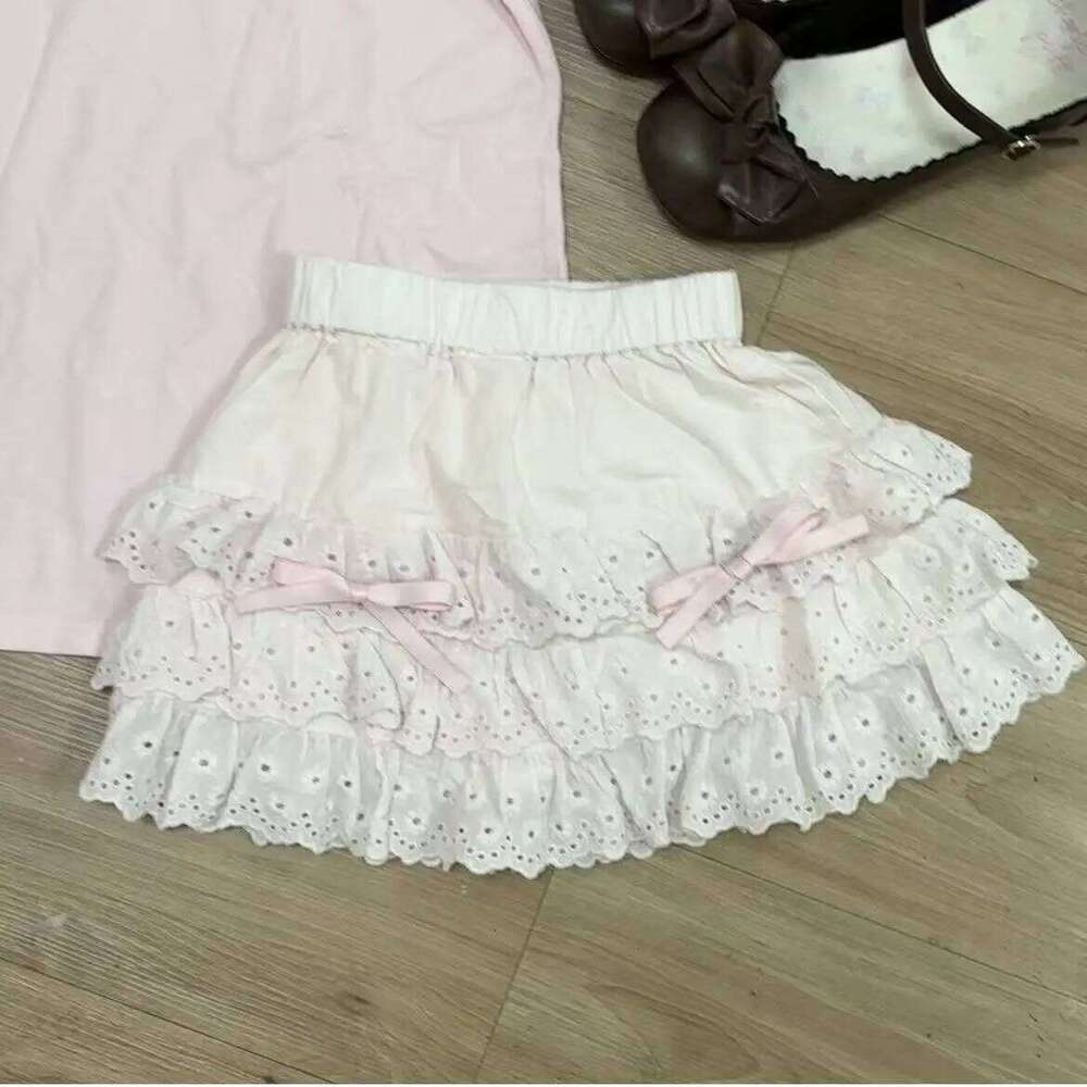 Y2k Aesthetic Women Harajuku Lace Cake Mini Skirt Subculture High Waist Kawaii Streetwear Vintage Ruffled Layered Casual Cute Z260314
