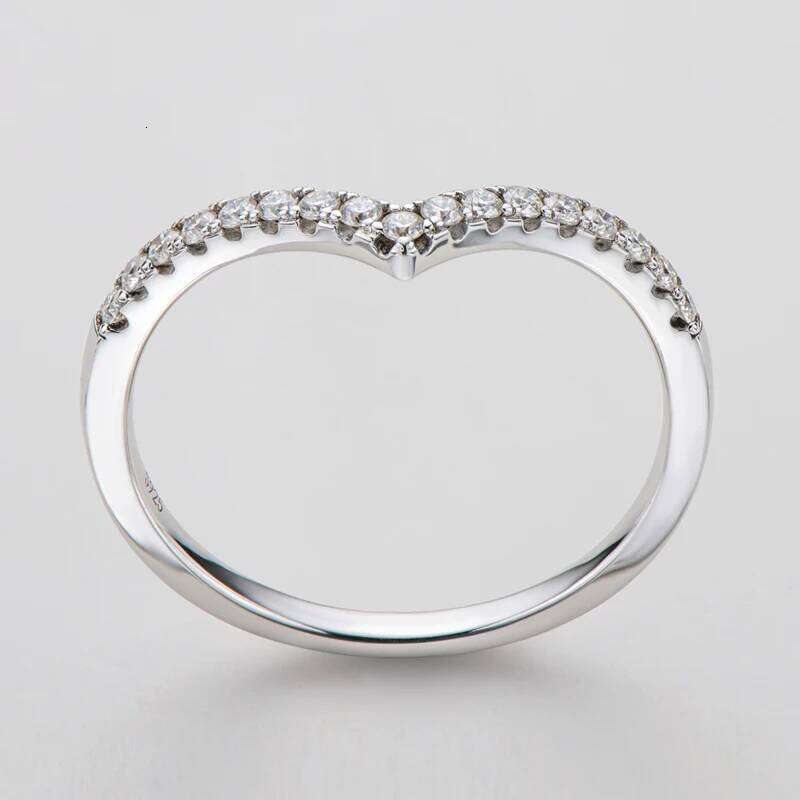 Lnngy Certified 1.5mm Moissanite V-Shaped Ring Anillo Plata 925 Sterling Silver Stackable Rings for Women 2026 Trend Jewelry H260312