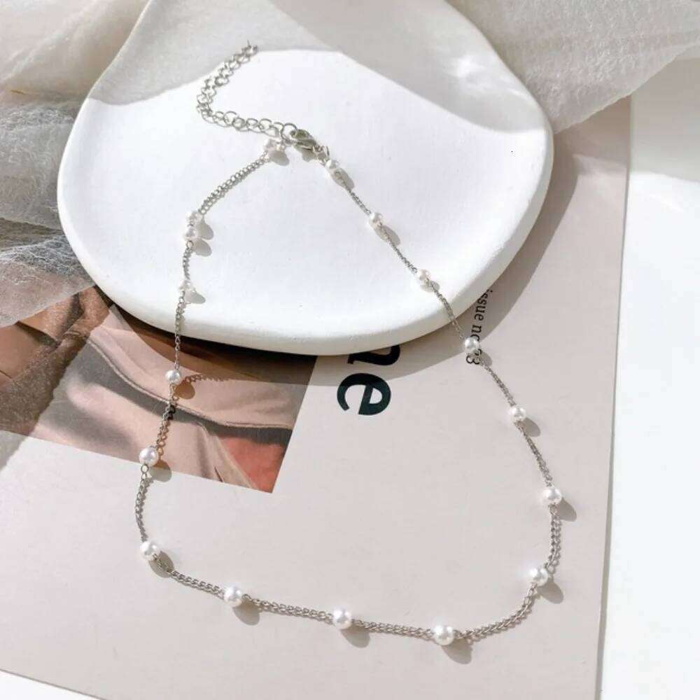 Korean Style Pearl Neck Chain Necklace Fashion Simple Zinc Alloy Pearls Choker Collar For Woman Girls Jewelry Accessories H260312
