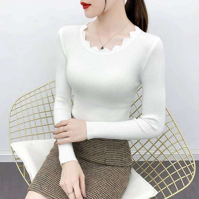 2024 Fashion Long Sleeve Elegant O-neck Women Sweater Autumn Solid Slim Knitted Tops Winter Casual Pullover Jumper Z260314