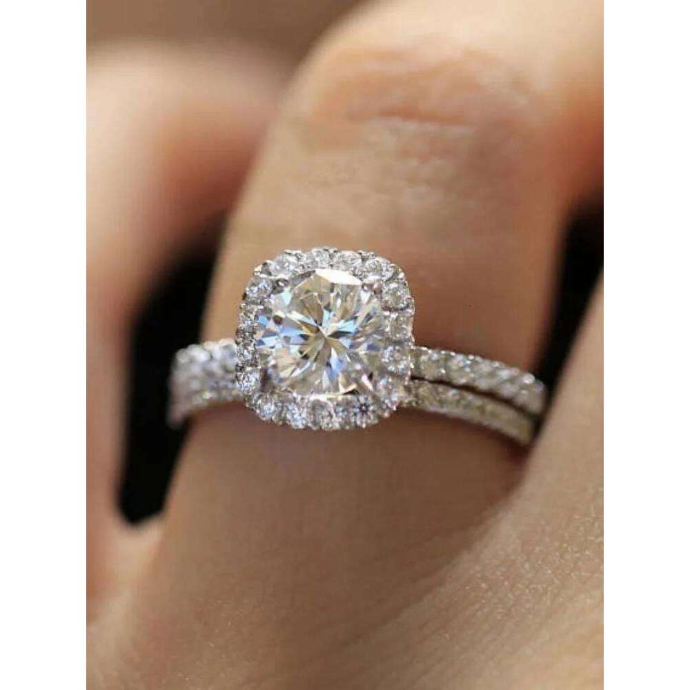 Hot Sale Simple Elegant Round/Square CZ Rings for Women Silver Color Engagement Wedding Party Fashion Female Ring Jewelr H260312