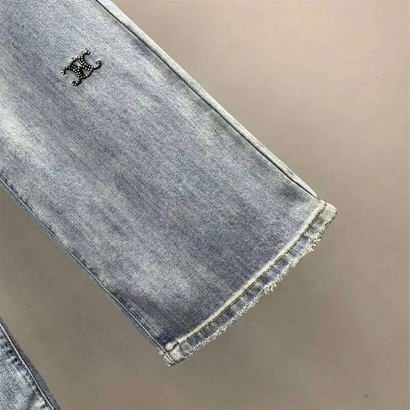 Letter embroidery Hot Denim Wide Trousers Women's 2025 New High waisted Loose Straight leg Jeans Floor length Pants Z260313