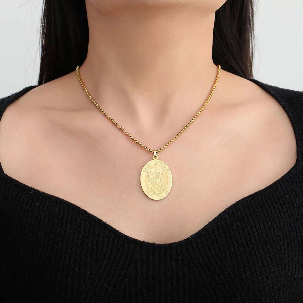 Dawapara Saint Cyprian Medal Necklace Powerful Prayers and Conjurings Michaelmas Catholic Amulet Stainless Steel Jewelry H260312