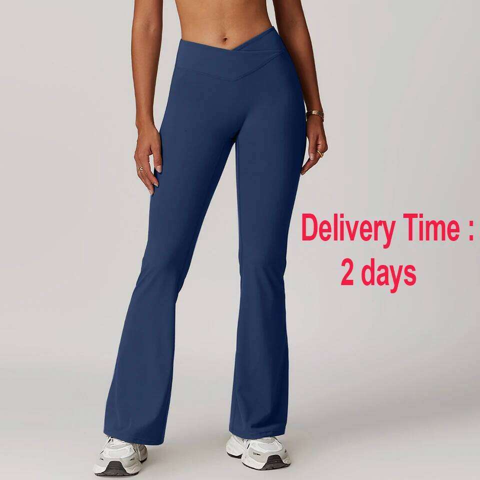 Gym Leggings Women High Flared Pants Cross Waist Sport Tights Ladies Push Up Fitness Leggin Workout Clothes 26Y0313