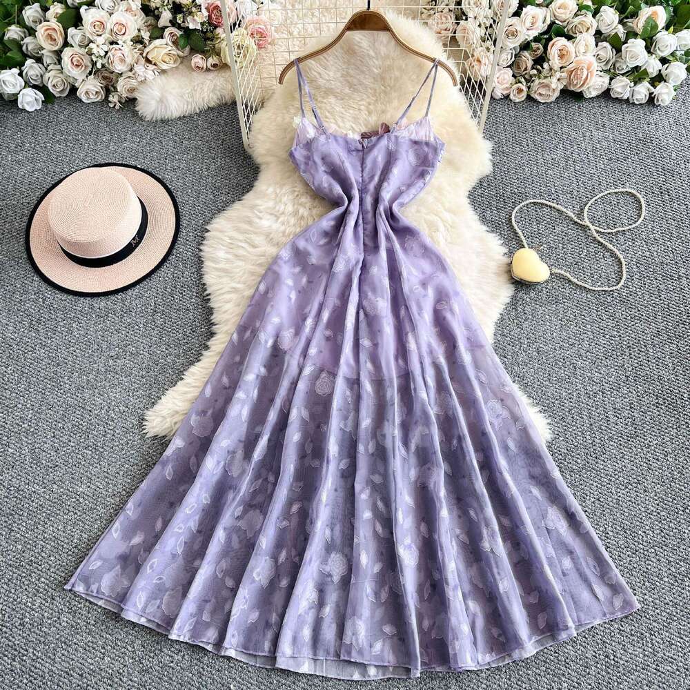 2026 designer French romantic three-dimensional floral belt stunning and elegant fairy like long dress for women