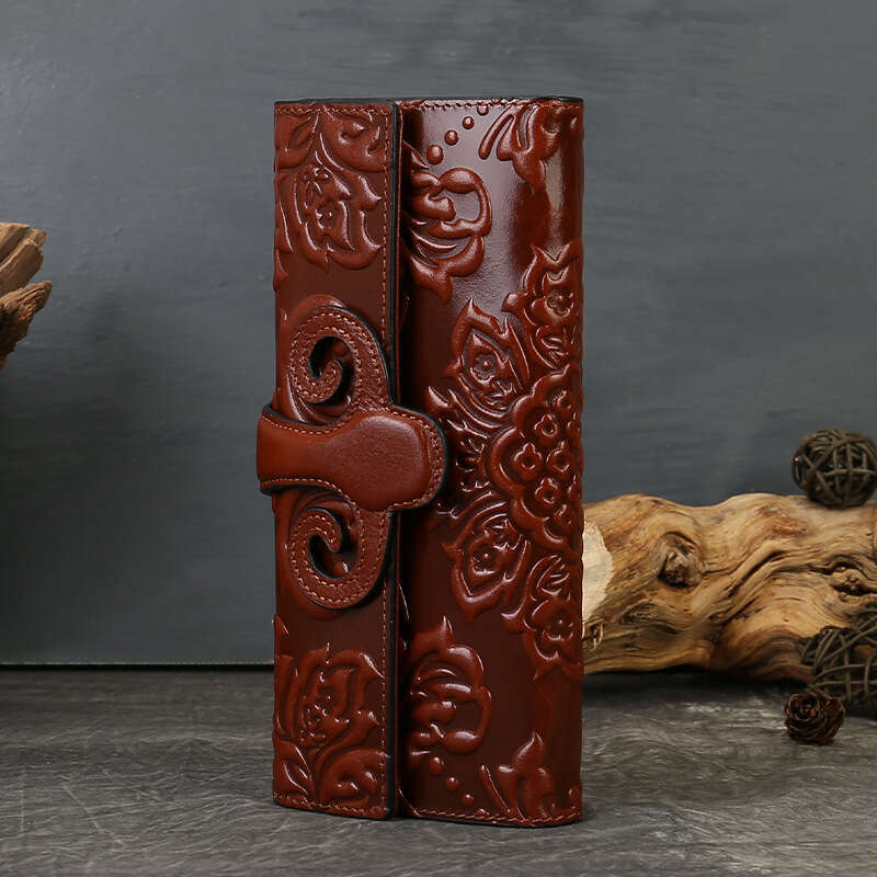 Luxury Bags Totes Genuine Leather Wallet For Women Long Style Top Layer Cowhide Horizontal Multiple Card Slots Vintage Embossed Money Clip Chinese Clu