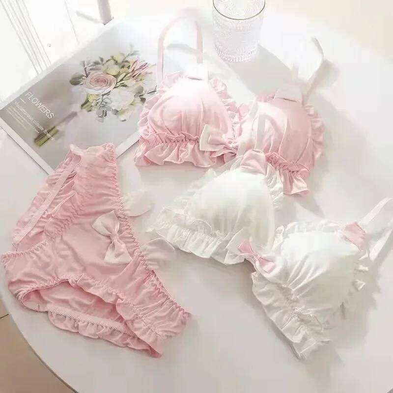 Little White rabbit ears underwear Japanese girls pure desire small chest thin bra without underwire
