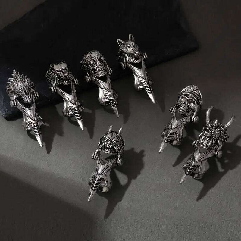 Punk Wolf Skull Lion Ring for Men Women Cobra Exaggerated Skeleton Head Steampunk Luxury Gothique Jewelry Gifts 2025 H260312