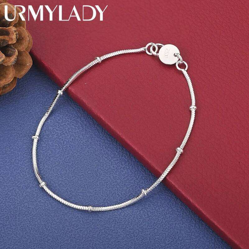 URMYLADY 925 Sterling Silver Snake Chain 20cm Bracelet For Women Men Wedding Charm Engagement Party Fashion Jewelry Z260313